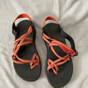 Orange and Black Strappy Sandals